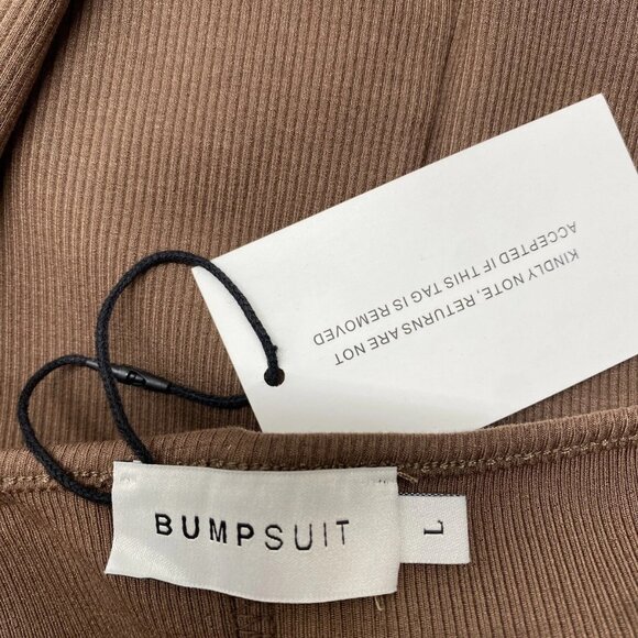 Bumpsuit Women’s Sculpting Rib Soft Maternity Unitard Jumpsuit – Brown – Size L - Picture 3 of 12